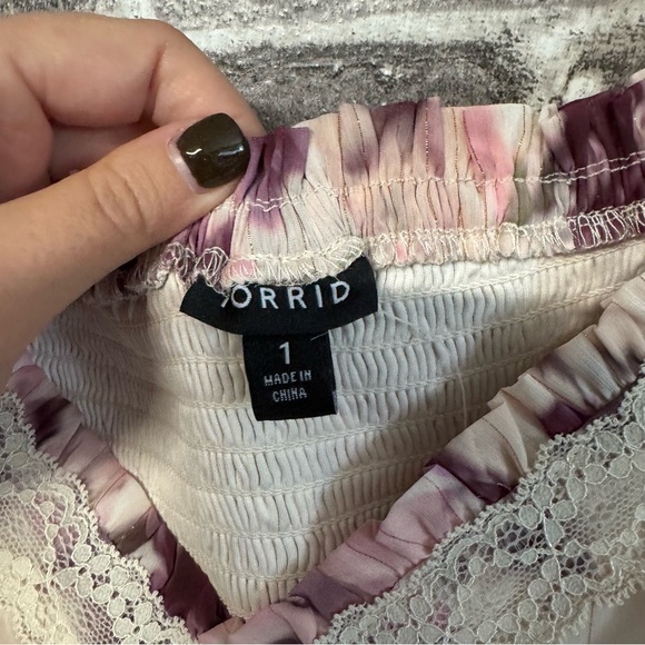 NWT Torrid Babydoll Crinkle Chiffon Blouson Sleeve Top shirt DUSK ROSE FLORAL - Picture 5 of 14